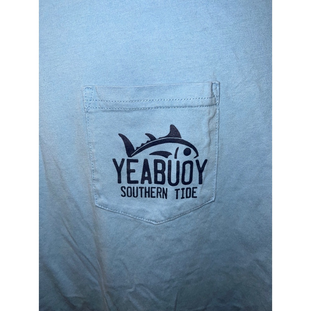 Southern Tide Mens Small Blue Yeabuoy License Plate Graphic Pocket T-Shirt - Picture 4 of 7